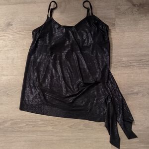 Magicsuit Black Glittery Tankini Top With Wired Bra Size 14